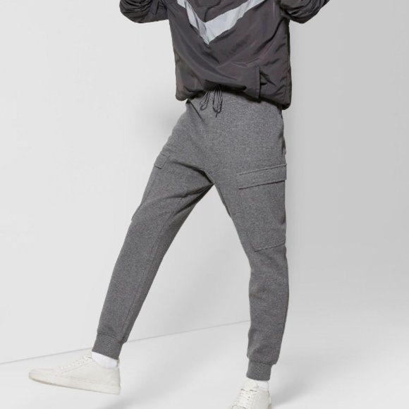 ORIIGINAL USE Pants Mens Midrise Knit Cargo Jogger Sweat Pants Grey
